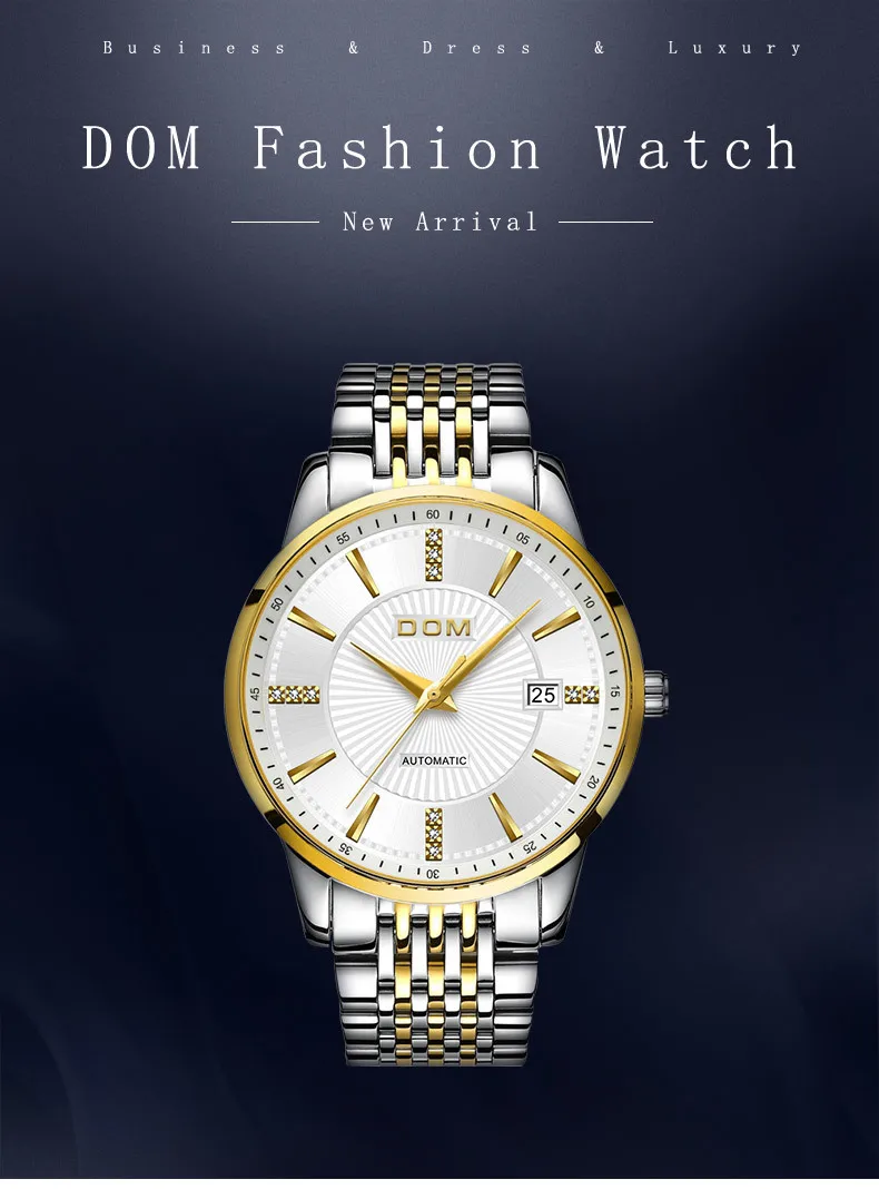 Relojes DOM Мужские автоматические механические Спортивные часы, мужские роскошные Брендовые повседневные часы, мужские наручные часы, masculino M-79G