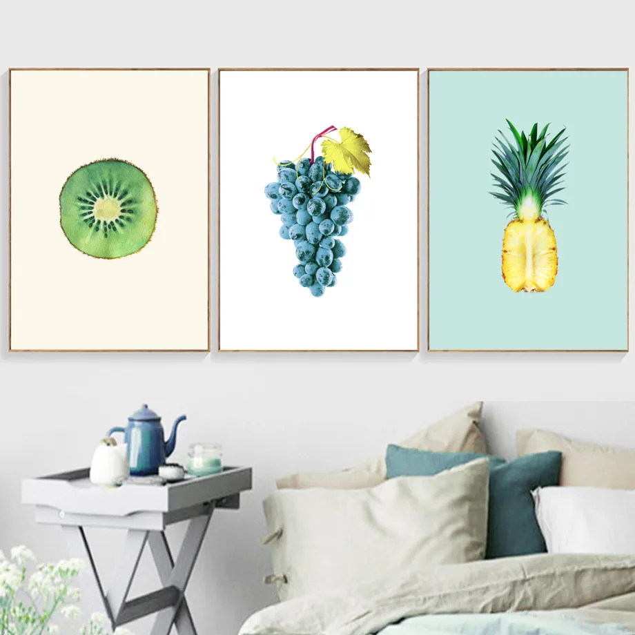 

Kitchen Home Decor Kiwi Grapes Pineapple Fruit Wall Art Canvas Painting Posters And Prints Nordic Wall Pictures For Living Room