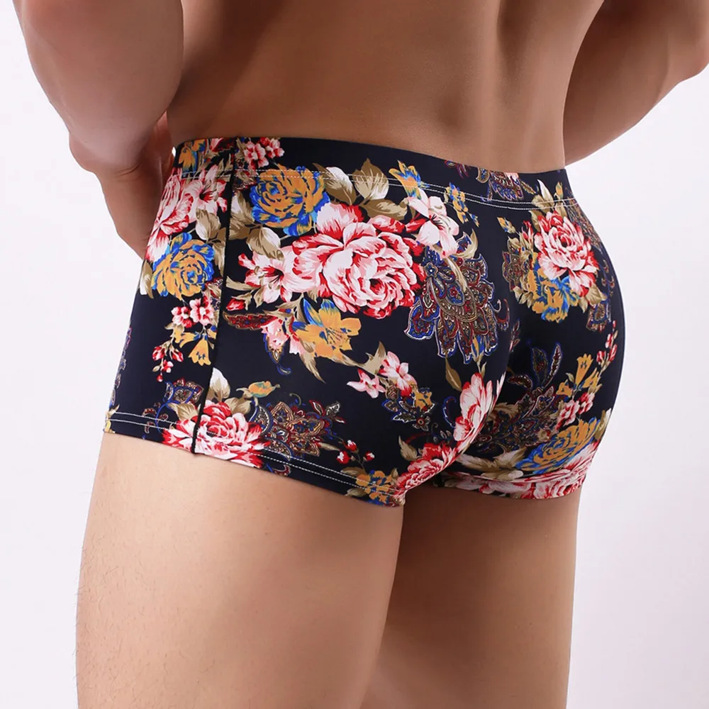 FeiTong Boxer Men Cueca Patchwork Print Boxer Shorts Bulge Pouch Underpants Gay Clothing Mens Underwear Boxers Brand