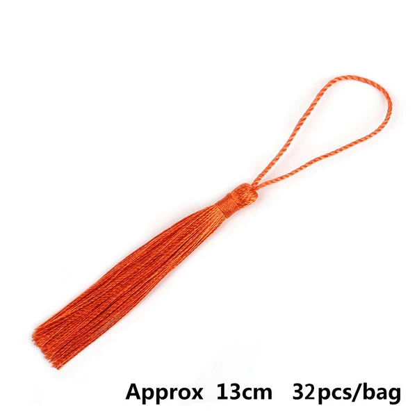 Orange Red 32 шт./упак. 13 см полиэстер, шелк Ленточки отделкой бахромой(13 см) с длинным рукавом хлопковые Ленточки планки DIY пошива штор аксессуары - Цвет: Orange Red