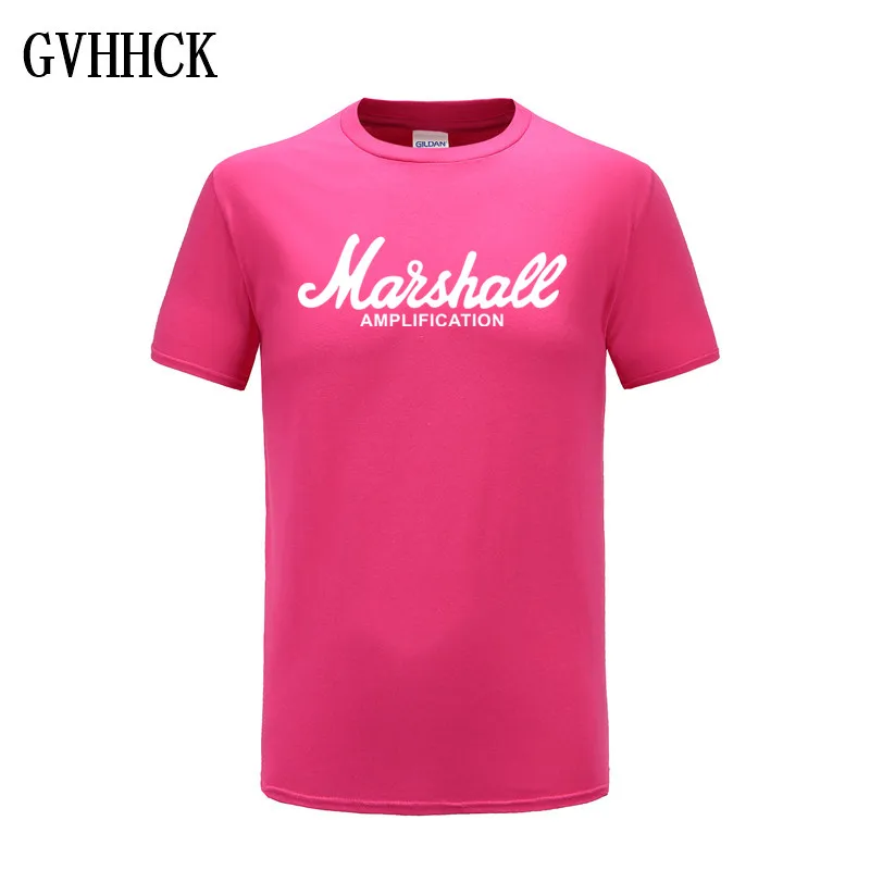 rose red Футболка Marshall с логотипом Amps Amplification Guitar Hero Hard Rock Cafe Music Muse, топы, футболки для мужчин, модные футболки Harajuku - Цвет: rose red
