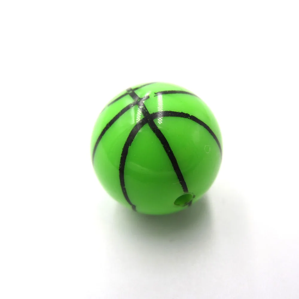 

50PCS Loose 20mm Resin Basketball Charm Bead Green Color Lot For Child Girls DIY Chunky Beads Necklace Bracelet Making Wholesale