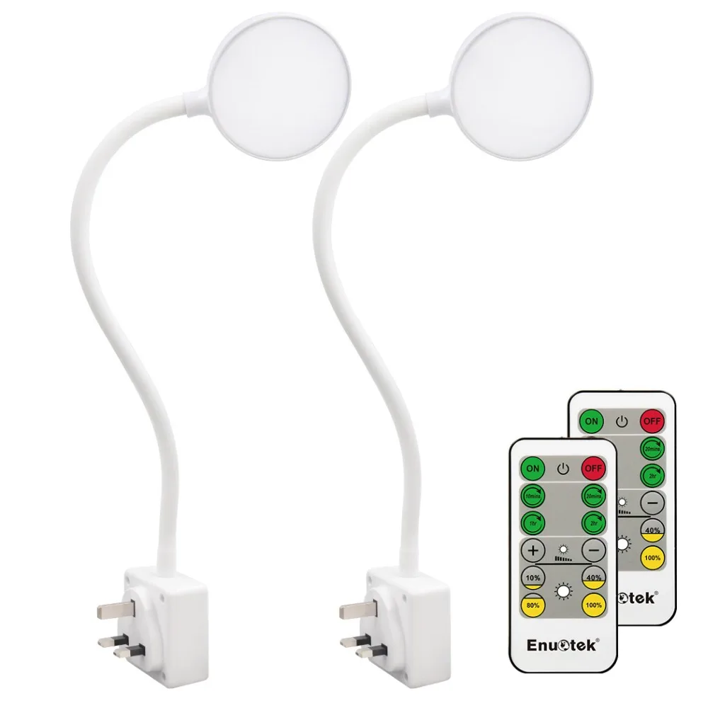 Remote Control Plug In Flexible LED Bedside Reading Night Lamp Dimmable LED Power Socket Light 4W European Plug 1 Lamp and 1 Rem