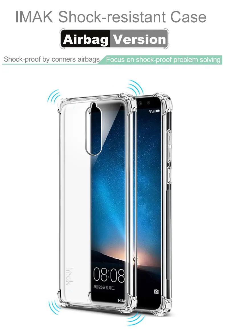 IMAK Защитный противоударный чехол с "воздушной подушкой" для huawei mate 10 Lite Pro прозрачный мягкий ТПУ чехол-накладка для Honor 8X Note 10 V20 P Smart Z