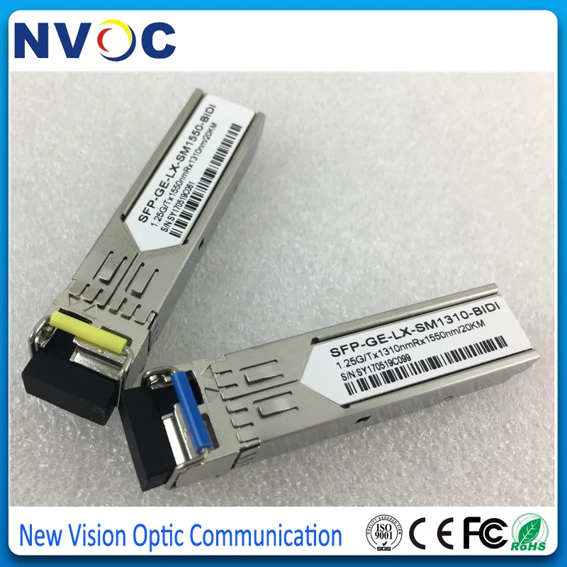 20KM 1 25G BiDi SFP модуль 1310nm/1550nm SC/LC совместимый пара волоконно оптических трансиверов