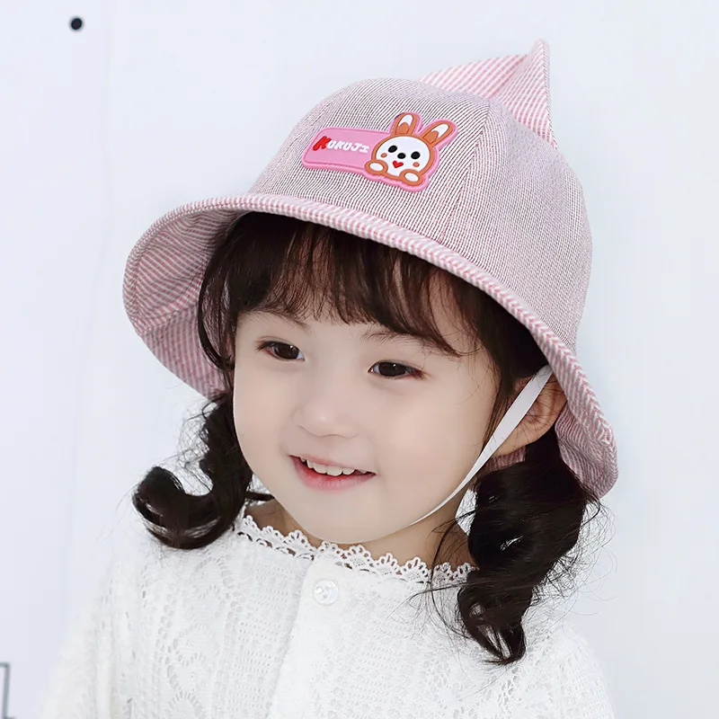 2019 Children's basin cap Spring and summer new boy sunshade hat girl cute cartoon rabbit baby fisherman kids beanies | Детская