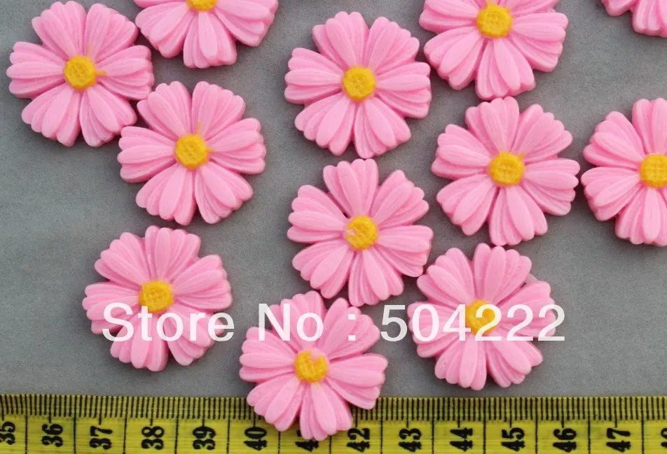 

Set of 50pcs Cameo Large Daisy Flower Pink Decoden Cabochons Pendant Charms 30mm free shipping