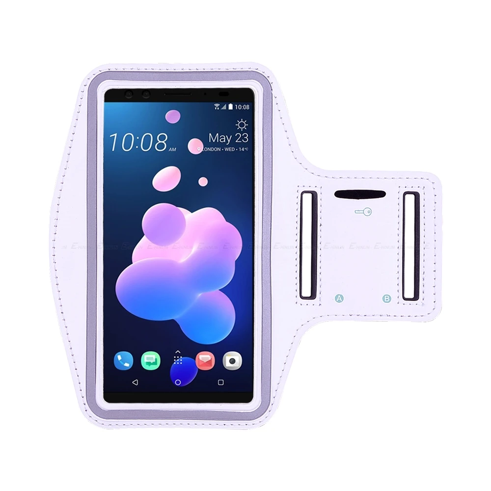 Белый Спортивный чехол для телефона на руку для телефона htc U19e U12 U11 Eyes U Life Ultra Play Desire 19 12s 12 Plus 10 Pro Compact Evo - Цвет: Белый