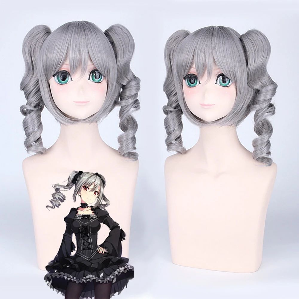 Парик для косплея девушек IDOLM STER Kanzaki Ranko Cinderella средней длины серый парик костюма
