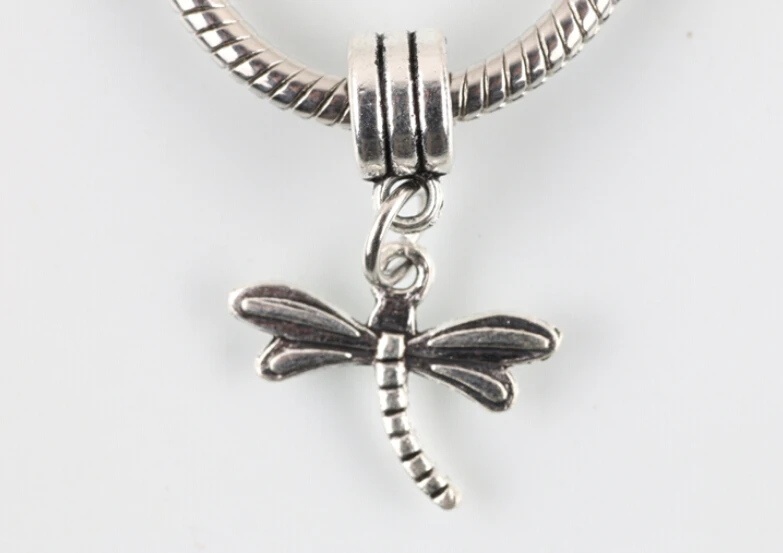 

New Hot Fashion Dangle Charm Tibetan Silver Dragonfly Pendant With Macroporous Beads Connector Accessories Jewelry C124