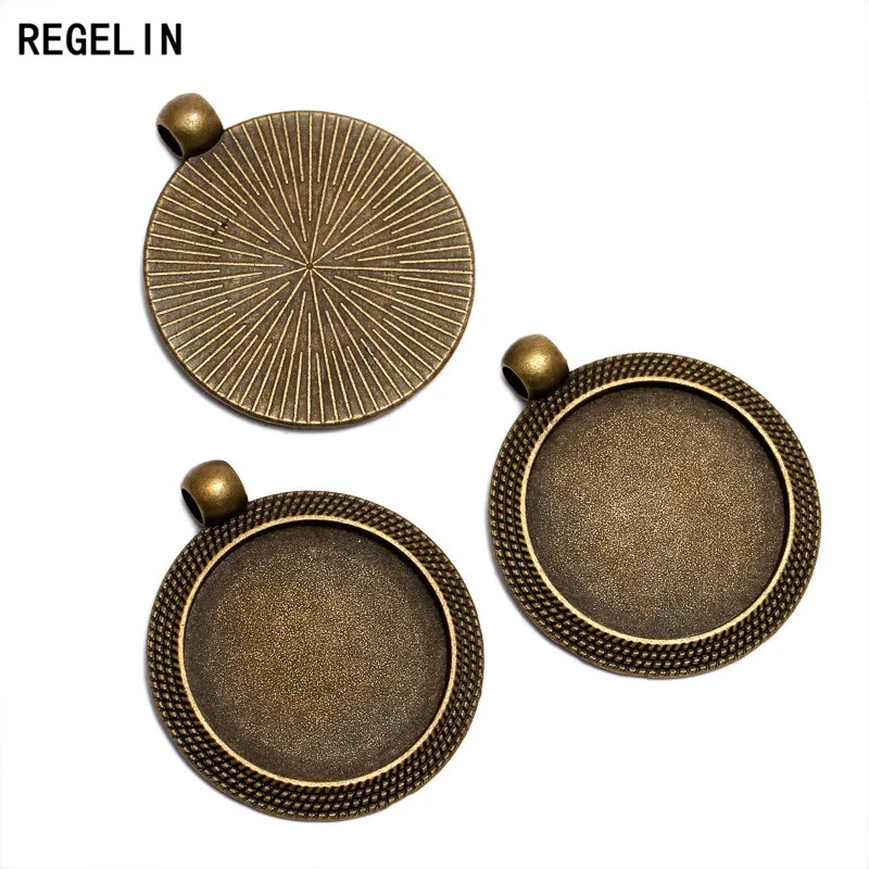 

REGELIN Antique Bronze Pendant Setting 10pcs/lot Inner size 25mm Diy Blank Jewlery Tray C797 Jewelry Accessories