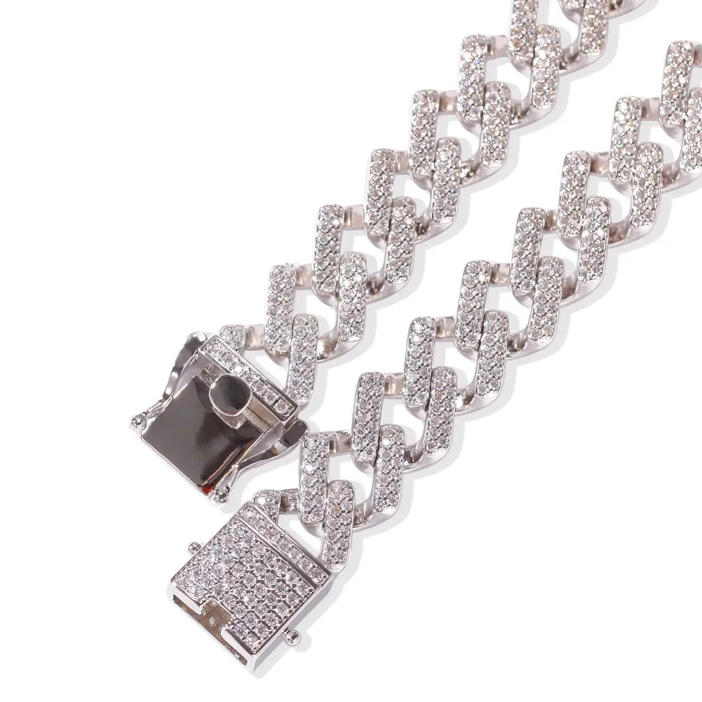UWIN 14 мм кубинские звенья ювелирный набор Iced Cubic Zirconia ожерелья и браслеты для мужчин и женщин золотые ювелирные изделия Хип-хоп Прямая
