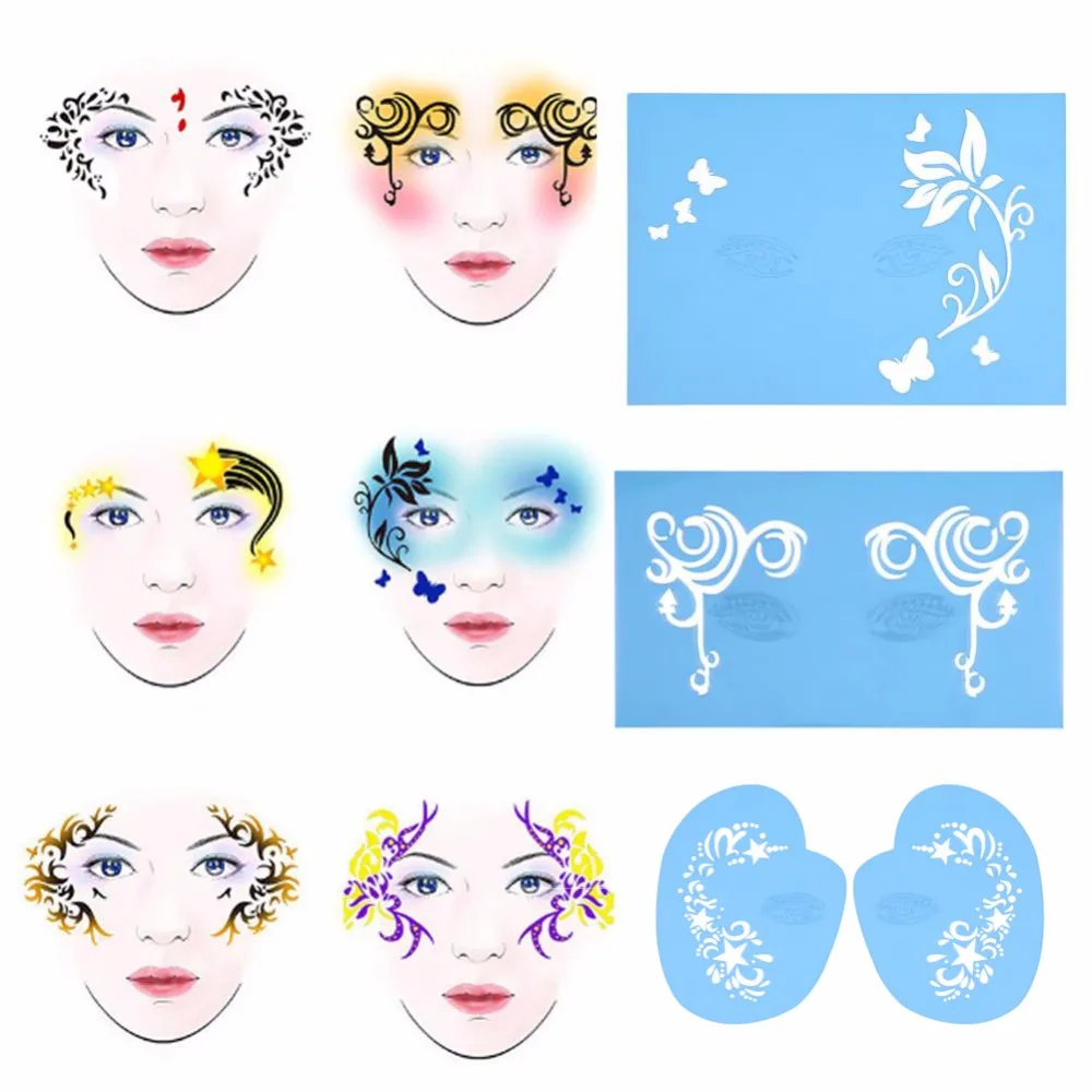 7 стилей/комплект трафарет для лица многоразового использования шаблон покраски