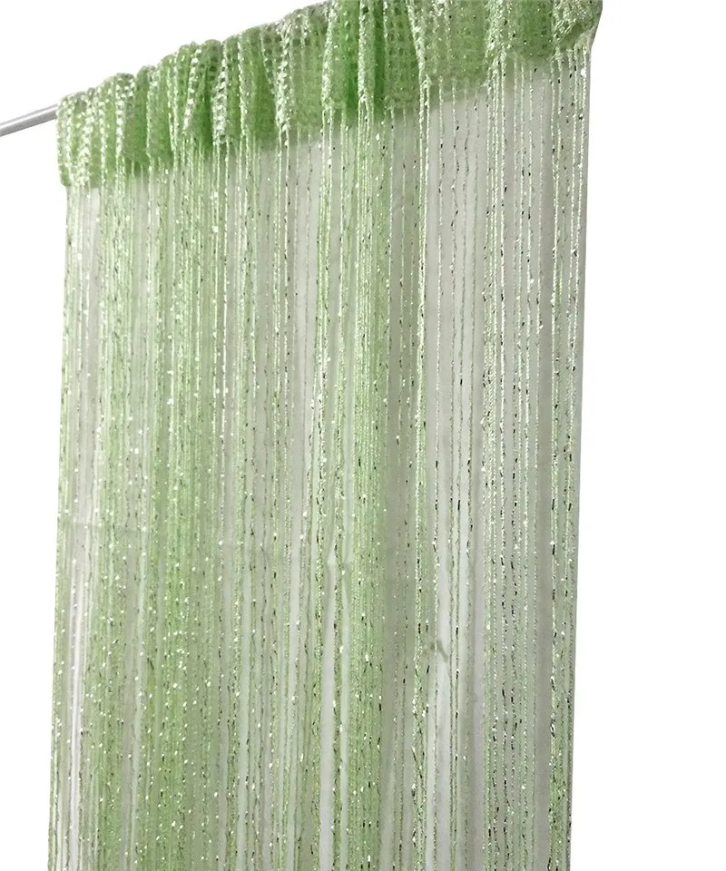 Fruit Green Занавеска на дверь, 100 см X 200 см, блестящая кисточка, мигающая линия, занавеска на дверь, окно, балдахин, декоративная занавеска для вечеринки, спальни, свадьбы - Цвет: Fruit Green
