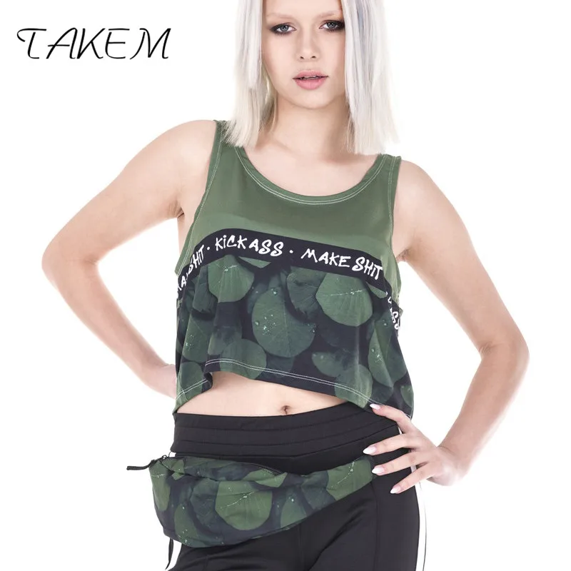 TAKEM 2018 outdoo back full bandana black 3d printing fashion waist bag women fanny packs belt bum for men | Багаж и сумки