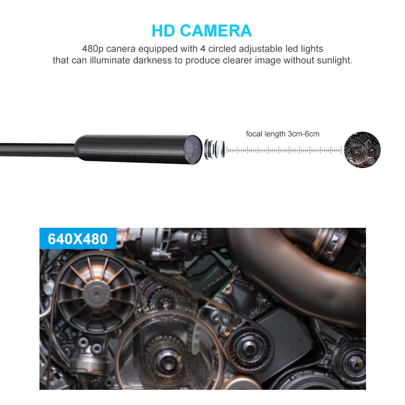 Камера Эндоскоп водонепроницаемая камера бороскоп IP67 480P HD объектив 10 мм 5 м 7 15 20 25