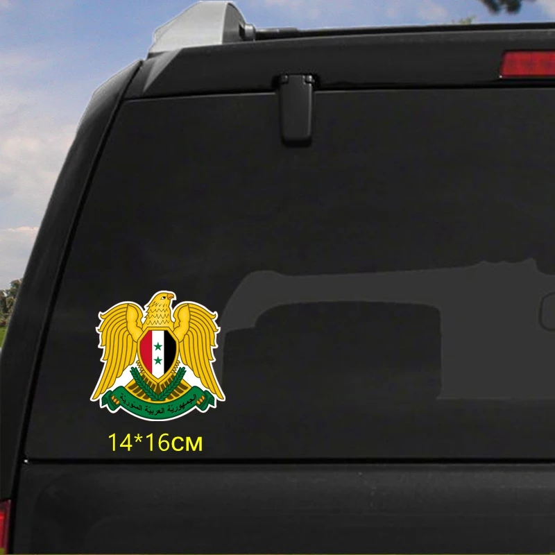 Tri Mishki WCS090 14 6*14 см герб Сирия Национальный Автомобильная наклейка с эмблемой