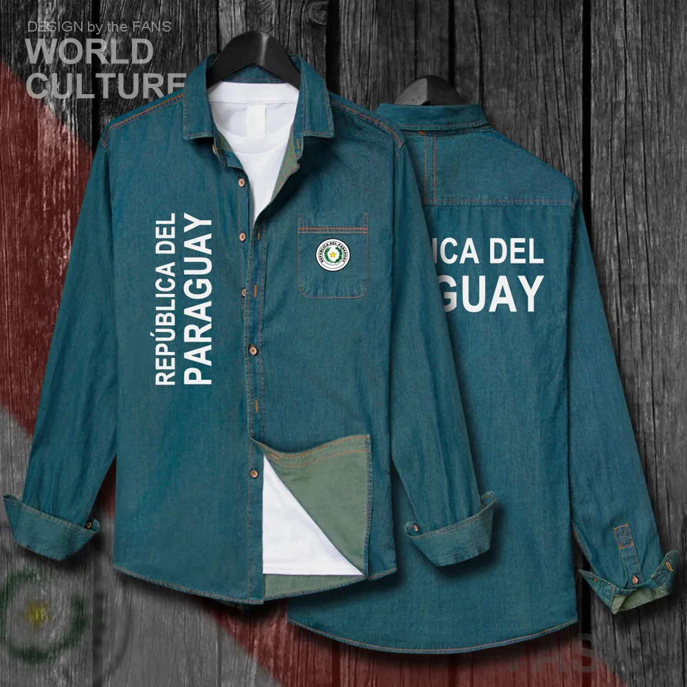 

Paraguay PRY Paraguayan Mestizo Jacket Men Clothes Autumn Cotton Long Sleeve Cowboy Coat Fashion Turn-down Collar Jeans Shirt 20