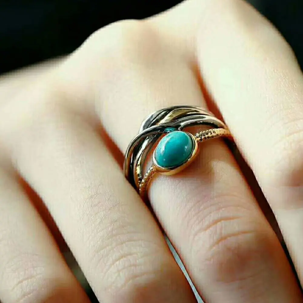 RADHORSE 925 Silver Rings for Women Fine Jewelry Turquoise Agate Sterling Ring Adjustable Gole Plated Black Gold | Украшения и