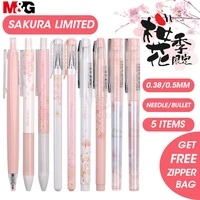mg sakura pink cute kawaii gel pen set black gel ink pens 0 5mm 0 38mm retractable for school supplies gelpen stationery roller