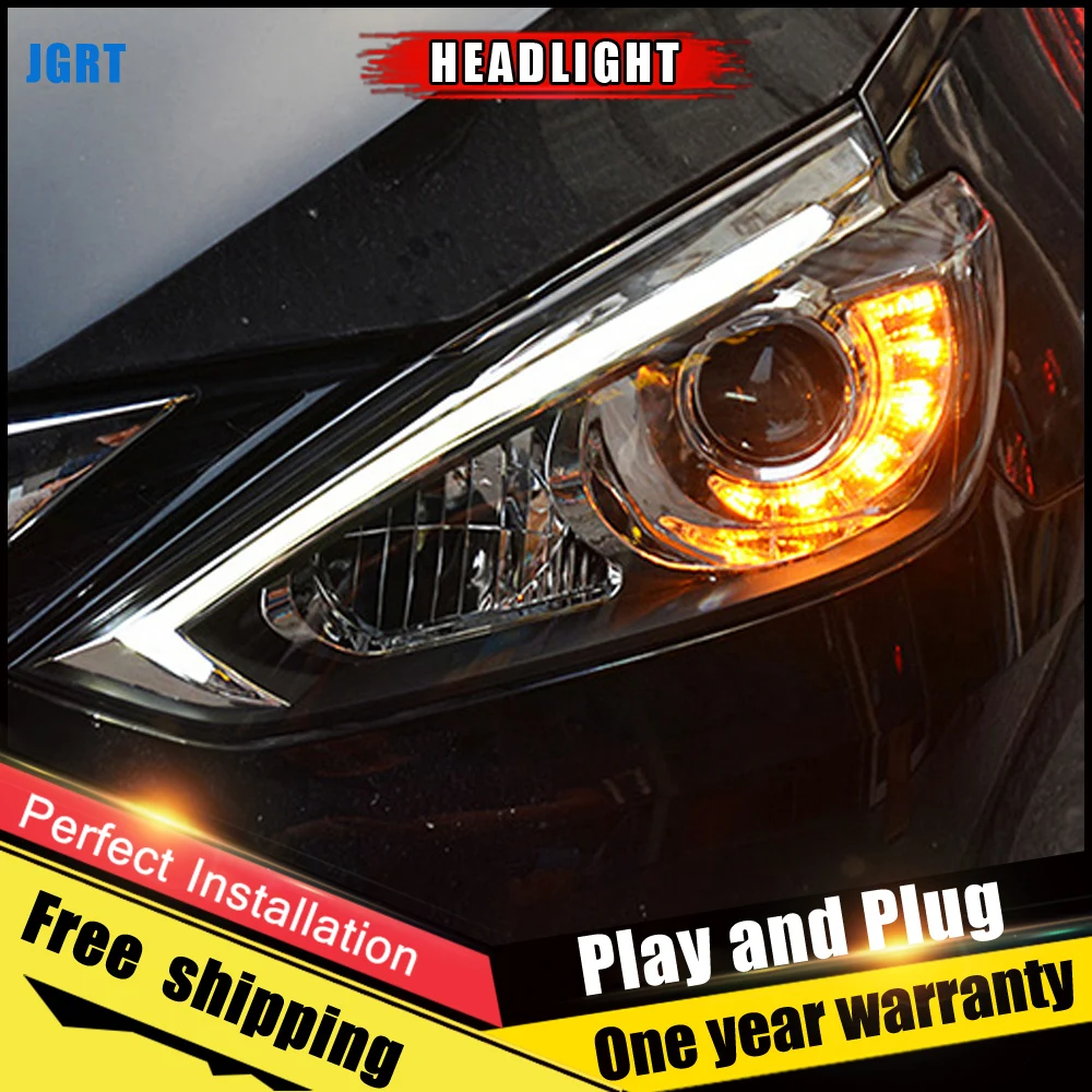 Автомобильный Стиль светодиодный фары для Nissan Sylphy Sentra X Trail 15 17 налобный фонарь DRL