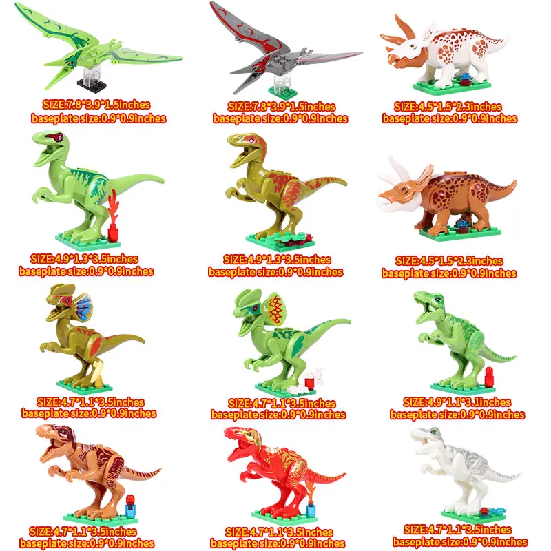 Oenux Новинка 12 шт. динозавр Юрского периода маленький строительный блок T Rex Indomirus