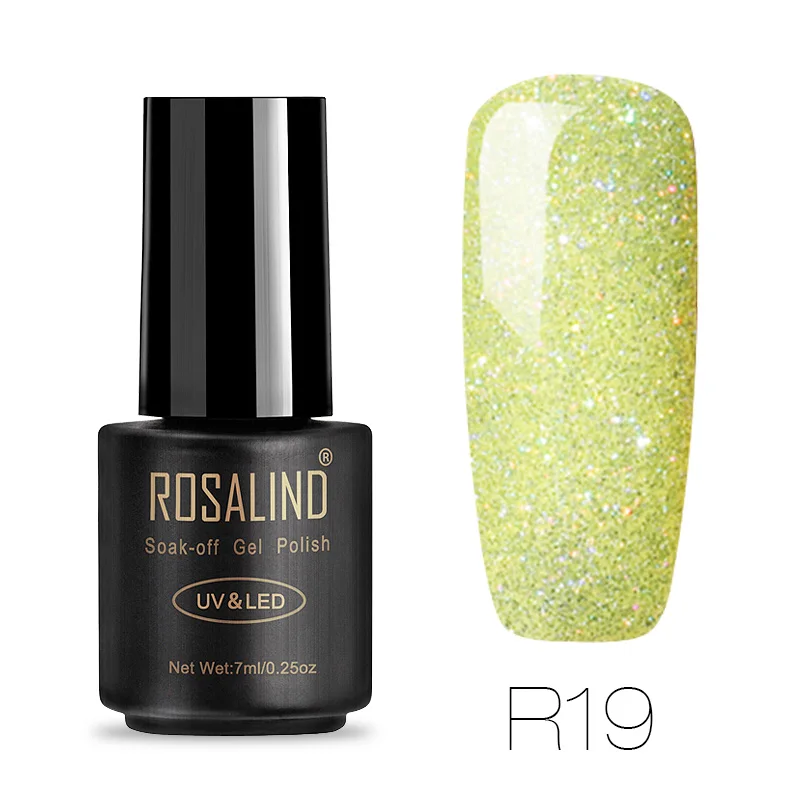 R19 ROSALIND 7 мл Лак для ногтей Радужный мерцающий R01-29 дизайн ногтей УФ светодиодный маникюрный гель для ногтей Полупостоянный замачивающийся Гель-лак - Цвет: R19