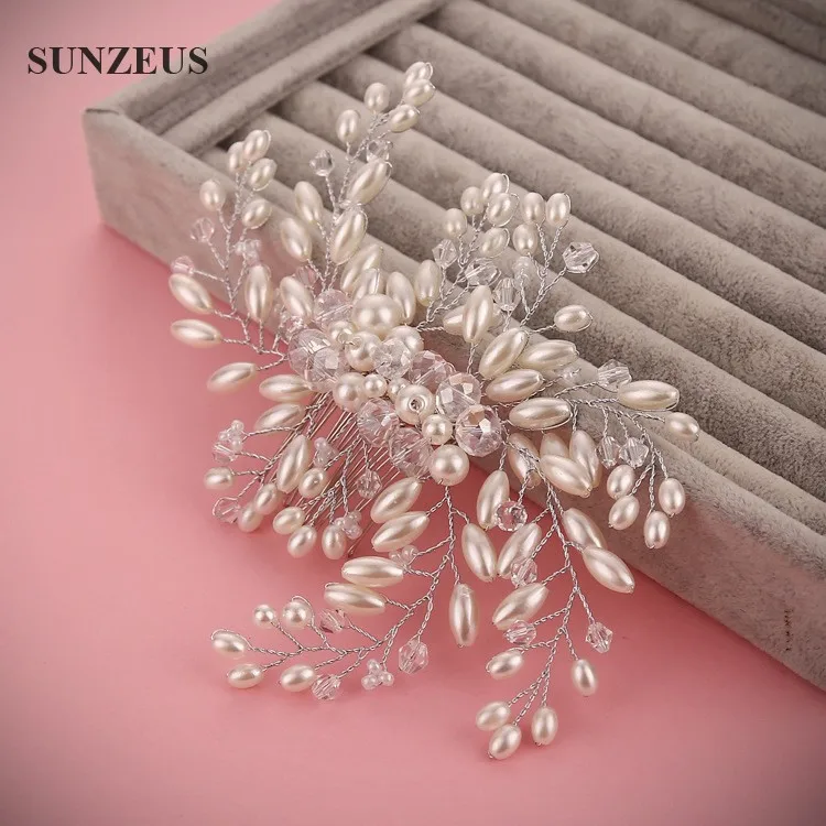 

Beautiful Pearls Bridal Hair Comb HeadPiece New Wedding Accessories Bride Decorations Crystal Comb Free Shipping SQ090
