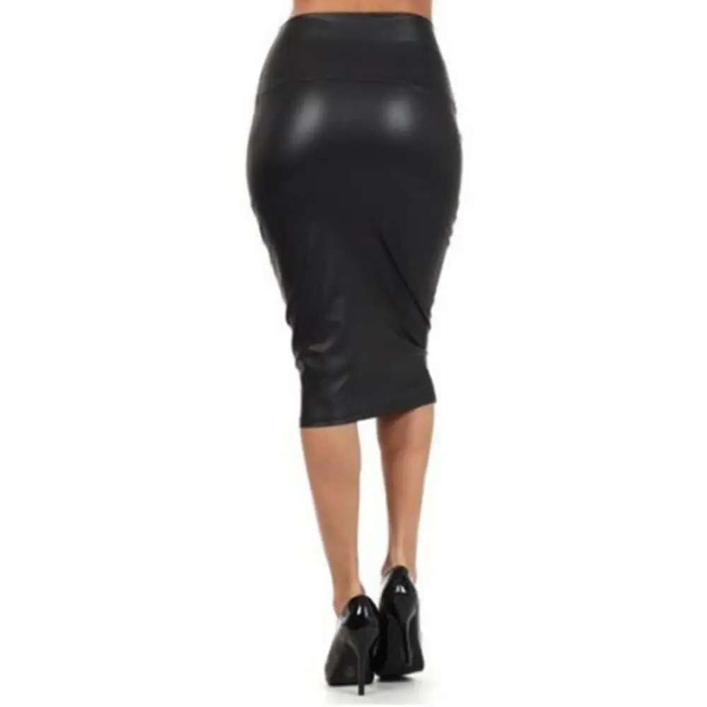 2018 Winter Autumn Women Plus size PU Leather Skirt High Waist Pencil Skirts Sexy Club Vintage Bodycon Midi | Женская одежда