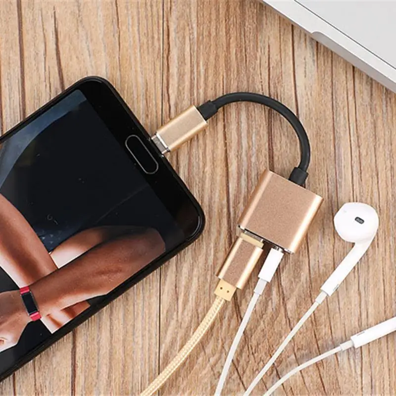Тип C адаптер с разъемом подачи внешнего сигнала Aux USB Type-C до 3 5 мм разъем для