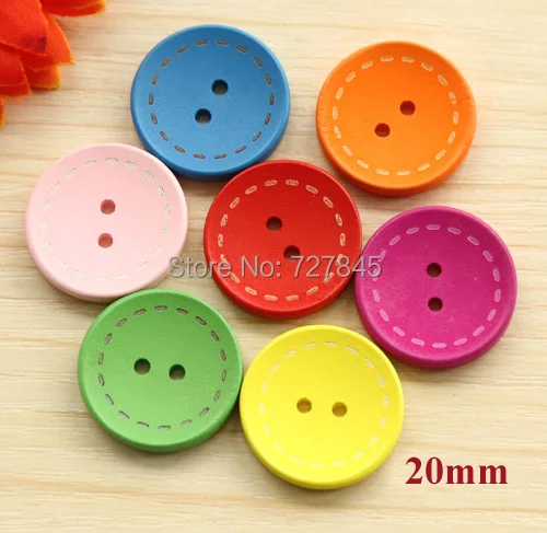 30 шт./лот 20 мм деревянные пуговицы ярких цветов Симпатичные Круглые для