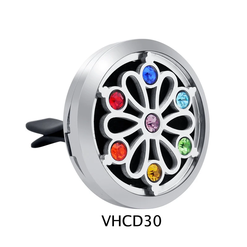 VHCD30 30 мм чакра дизайн ароматерапия автомобильные медальоны эфирные масла Нержавеющая Сталь автомобильный диффузор медальон с подушечками Прямая поставка - Окраска металла: VHCD30