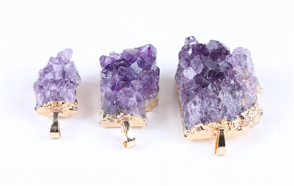 1 шт. кулон из натурального камня неправильной формы с кристаллами и кулонами