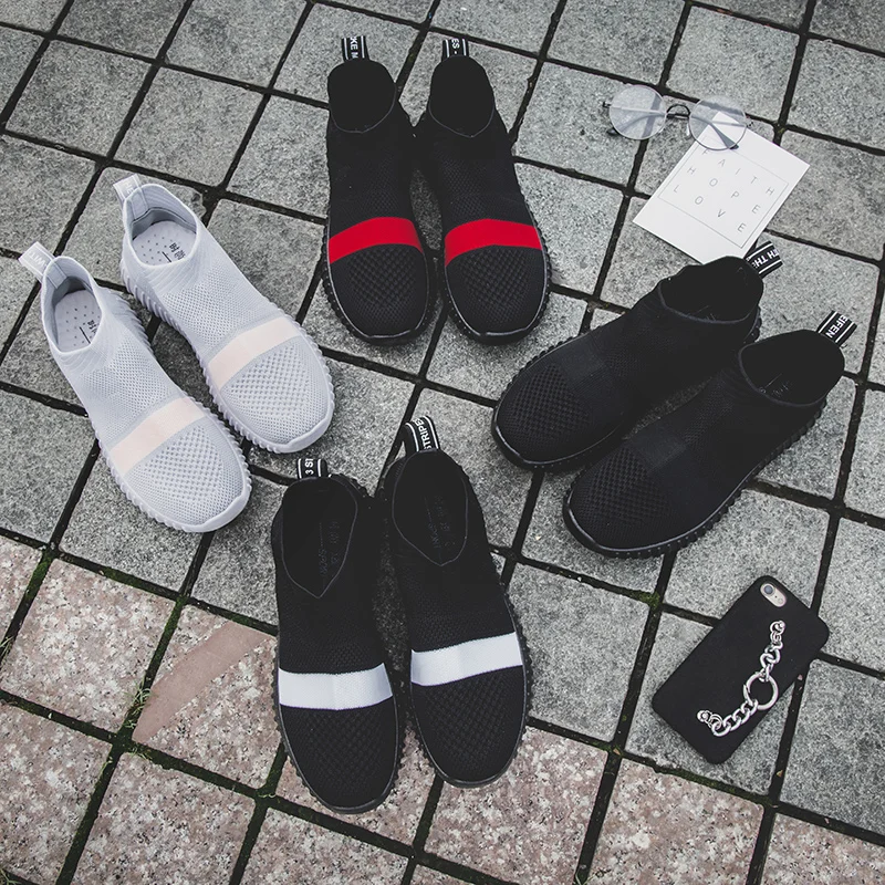 Кроссовки Bomlight женские стрейчевые повседневные носки в полоску без застежки