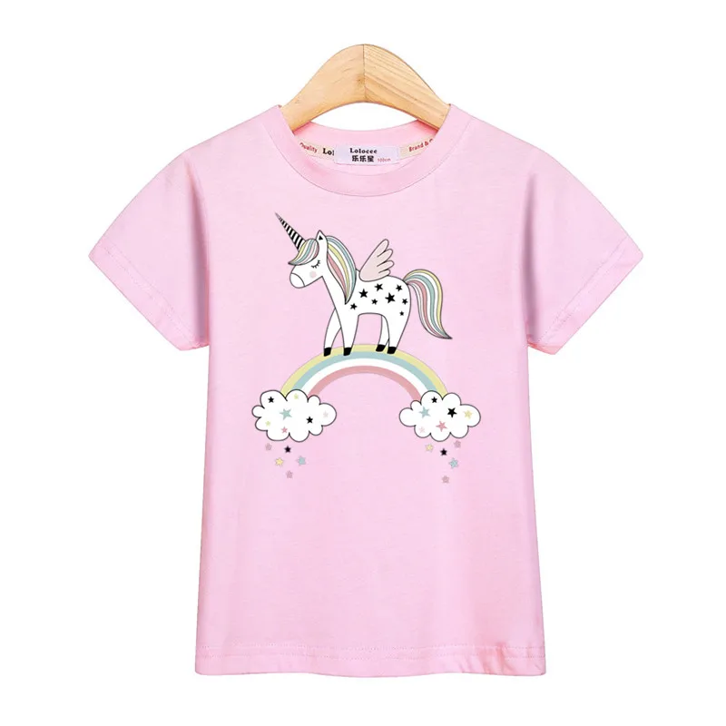 

Little girls cartoon t-shirt short sleeve casual tops kids clothes star unicorn pattern baby girl tees summer fashion costume