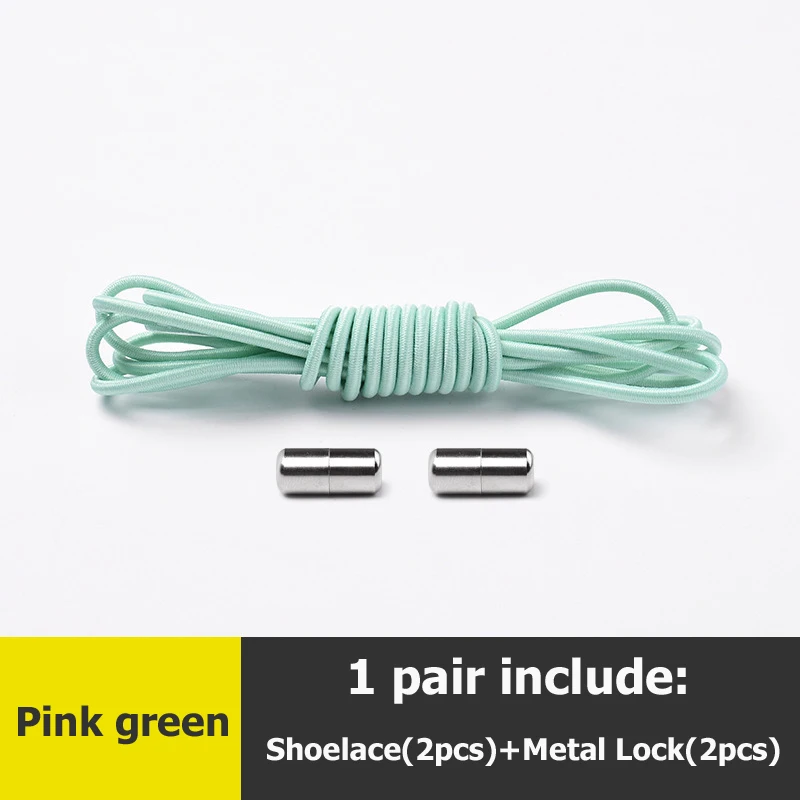 Pink green Шнурки без завязок металлические шнурки с эластичным шнурком для обуви система шнурков для кроссовок кроссовки для детей и взрослых - Цвет: Pink green