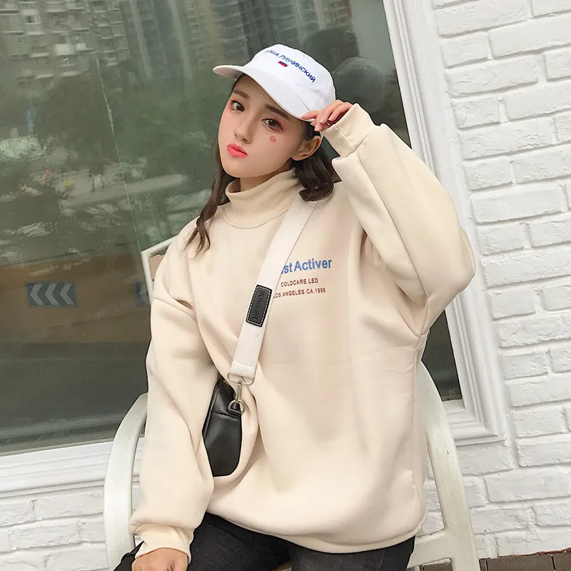 Harajuku женские новые модные стильные толстовки женские топы с буквенным принтом Женский бархатный корейский пуловер для студентов женщин Модный шик