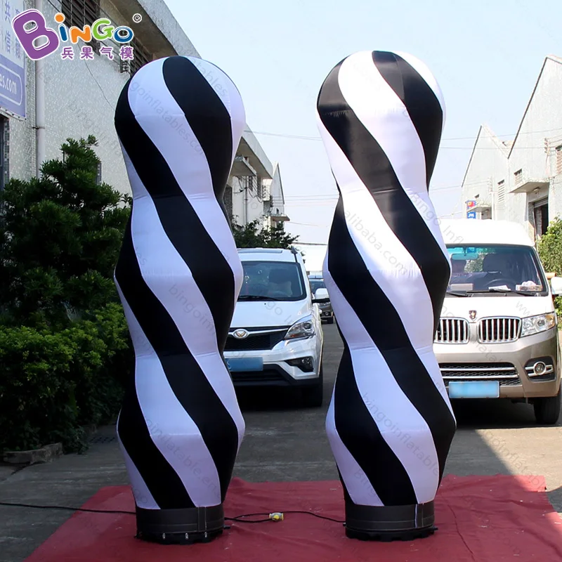 売却 2.4mHインフレータブルスパイラルランプポストパーティーの装飾/インフレータブルストライプled柱列のおもちゃ