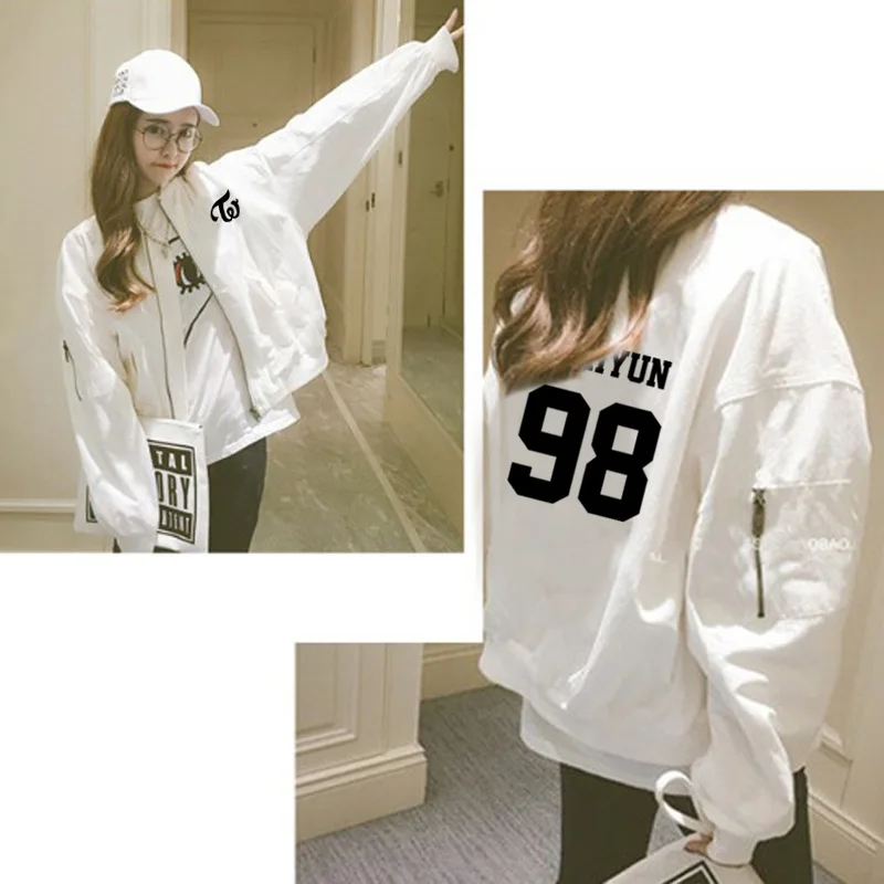 К поп дважды альбом тот же бейсбольный костюм Свободная куртка на молнии Весна и