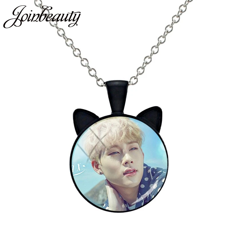 MN17 JOINBEAUTY, модное винтажное ожерелье Kpop Monsta X с кошачьими ушками, кулоны из стекла, ожерелье для мужчин и женщин, аксессуары MN07 - Окраска металла: MN17