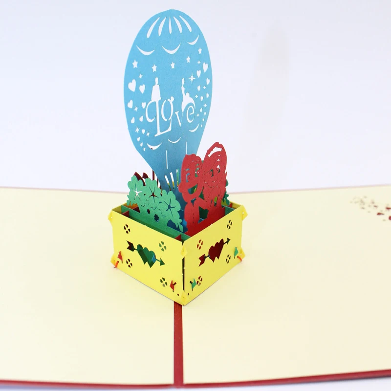 3D ручной работы воздушный шар любовь пара бумаги приглашение открытка День