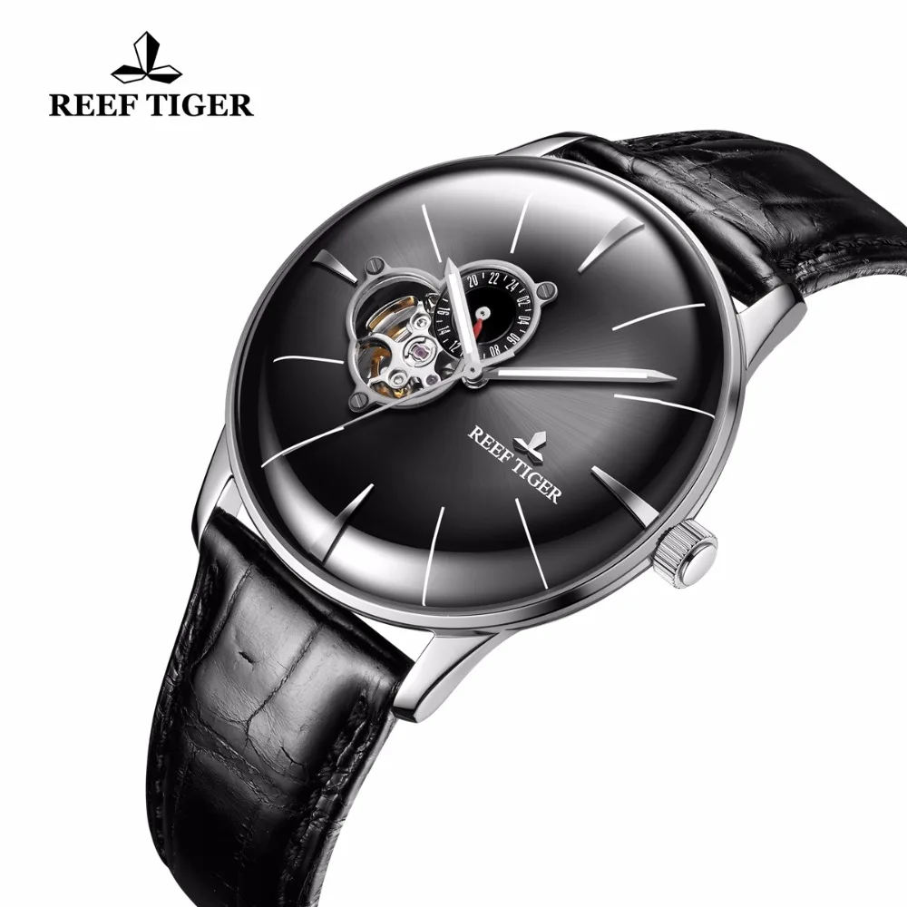 Мужские наручные часы Reef Tiger/RT с ремешком из натуральной кожи аналоговые