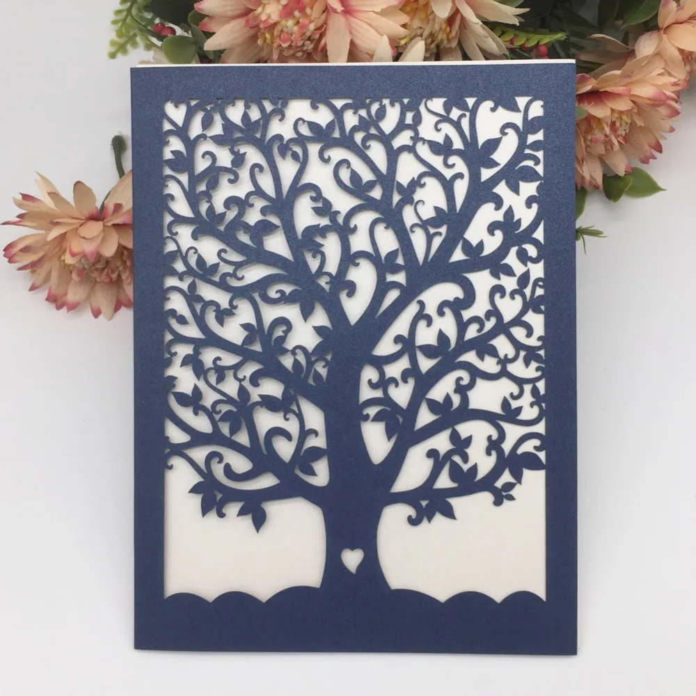 

40pcs/lot Beautiful Love Heart Tree Card For Wedding Engagement Invitations Birthday Party Greeting Blessing Valentine Day