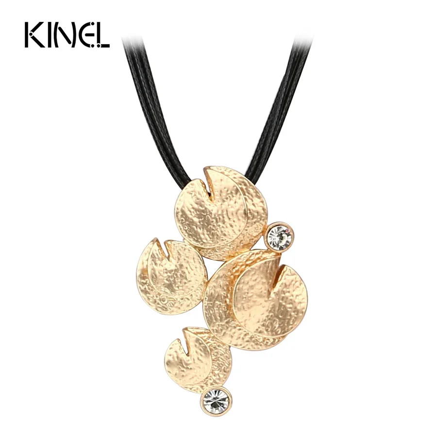 Роскошное ожерелье с подвеской кристаллами для женщин уникальный цвет золотой