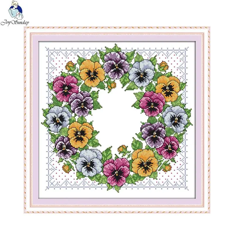 Тканевый венок Joy Sunday the Pansy 11CT 14-каратный холст DMC Счетный Китайский Набор для