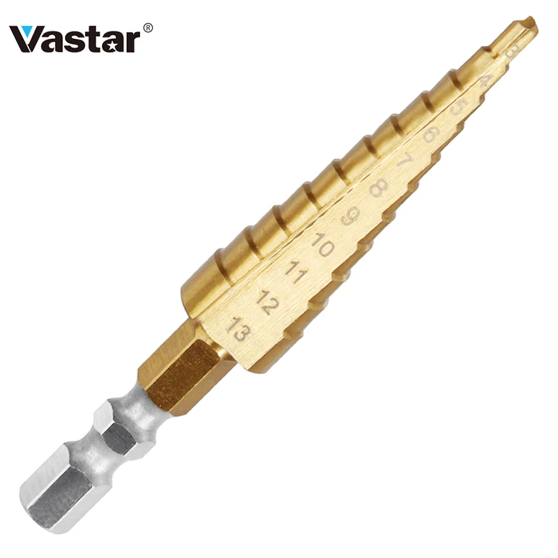 Vastar 3-13 мм HSS ступенчатое сверло с титановым покрытием электроинструменты