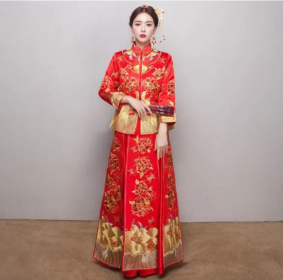 Chinese Style Wedding Dress Bride Love Eternal Gift Qipao Cheongsam Lady Red DIY Bridesmaids Dress Su Embroidery