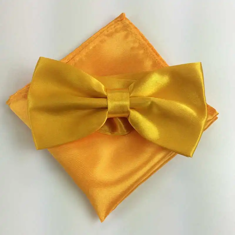 Галстук из шелкового атласа смокинг галстуки-бабочки и Pocket Square Set для мужские Для женщин Леди Твердые Цвет костюм с бантом Костюмы аксессуары ZY186118