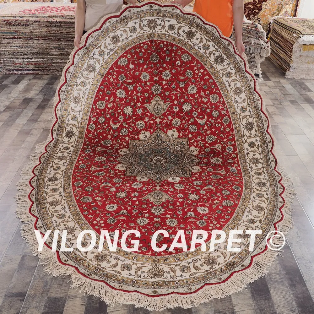 YILONG 6'x9' большой медальон Классический ручной работы Красный Овальный