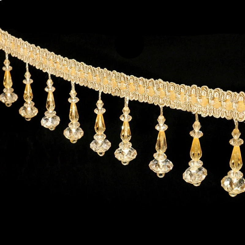 6 метров лента с кристаллами и бисером кружевная ткань для штор чехла дивана